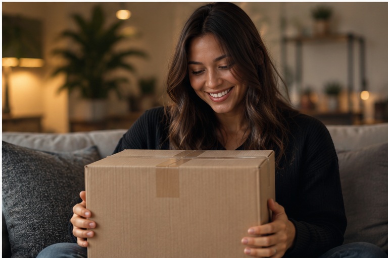 Woman holding a package